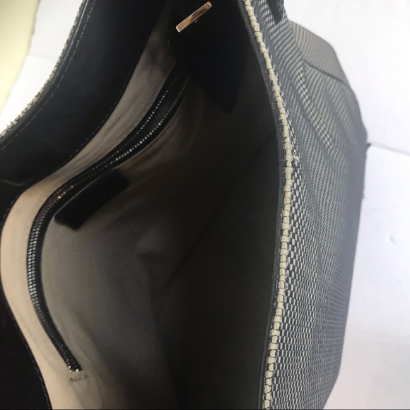 Bally Shoulder Hobo Bag Leather Tweed Canvas Logo FOB Tag Italy Tote Purse Silvr - Picture 16 of 16